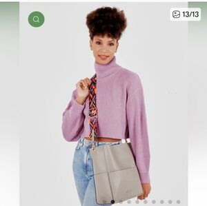 MERSI Grey Vegan Leather Tote Set 12x11 Laptop/Tablet 2 Straps, Pouch, Dust Bag